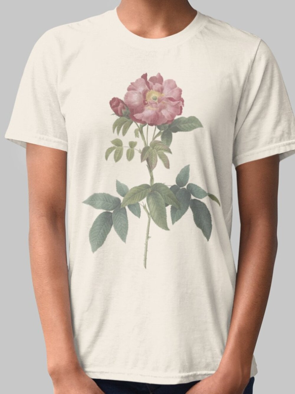 Rose Vintage Floral Print Short Sleeve Graphic Tee T-shirt S-XXL